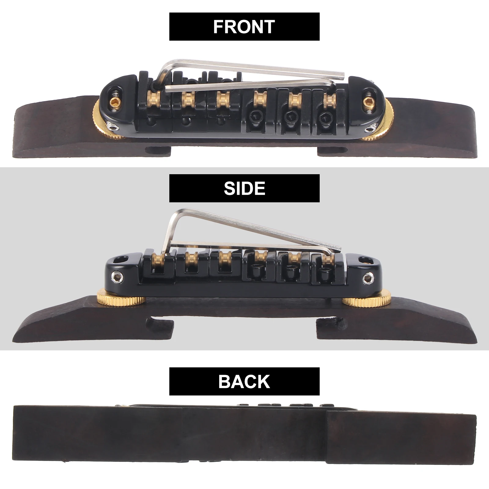 

Adjustable Guitar Bridge Rosewood Black 13.8X1.5X3.6Cm Nickel Wheels Roller Saddles Replacement Guitar Parts