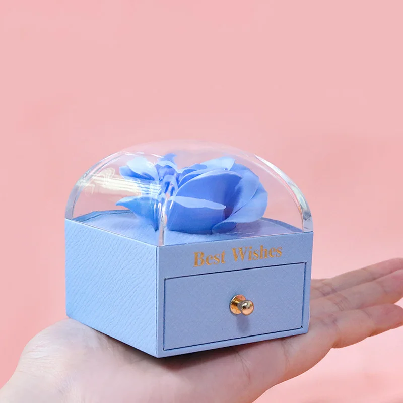 Romantic Rose Flower Drawer Box Valentine\'s Day Jewelry Gift Packaging Ring Necklace Storage Box Wedding Birthday Party Supplies