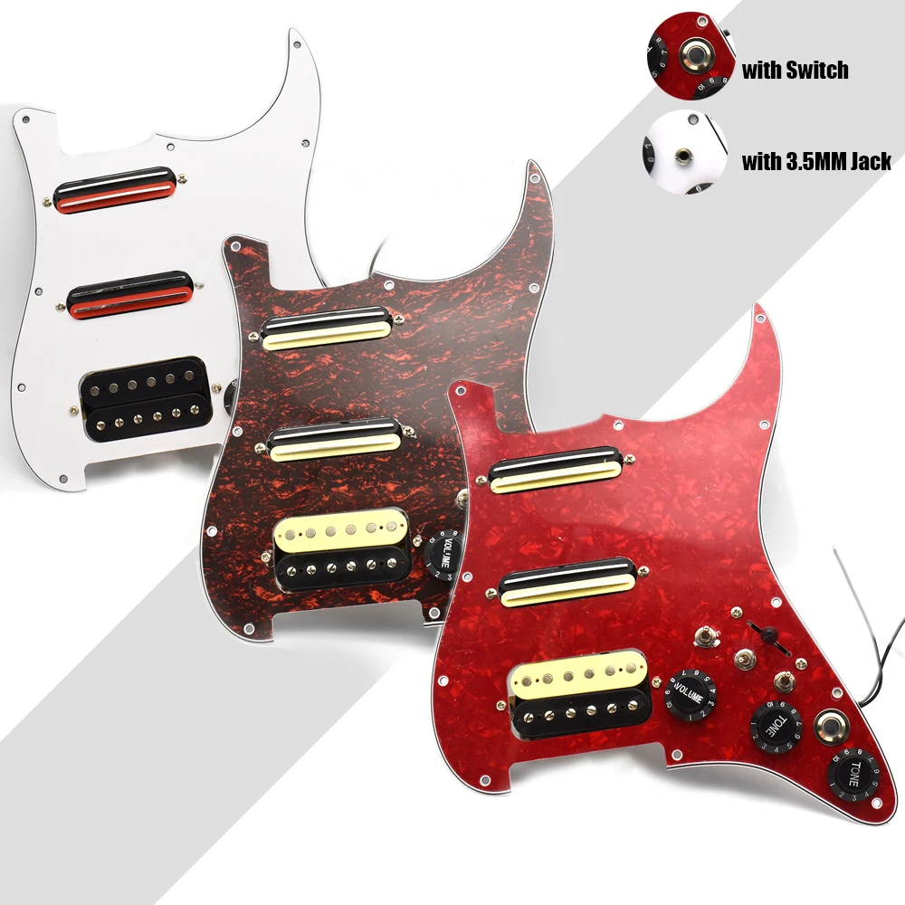 Pastilla de golpeador precableado con bobina SSH para guitarra ST, con Mini Humbucker y interruptor de silencio de pastilla Humbucke/Jack de 3,5 MM