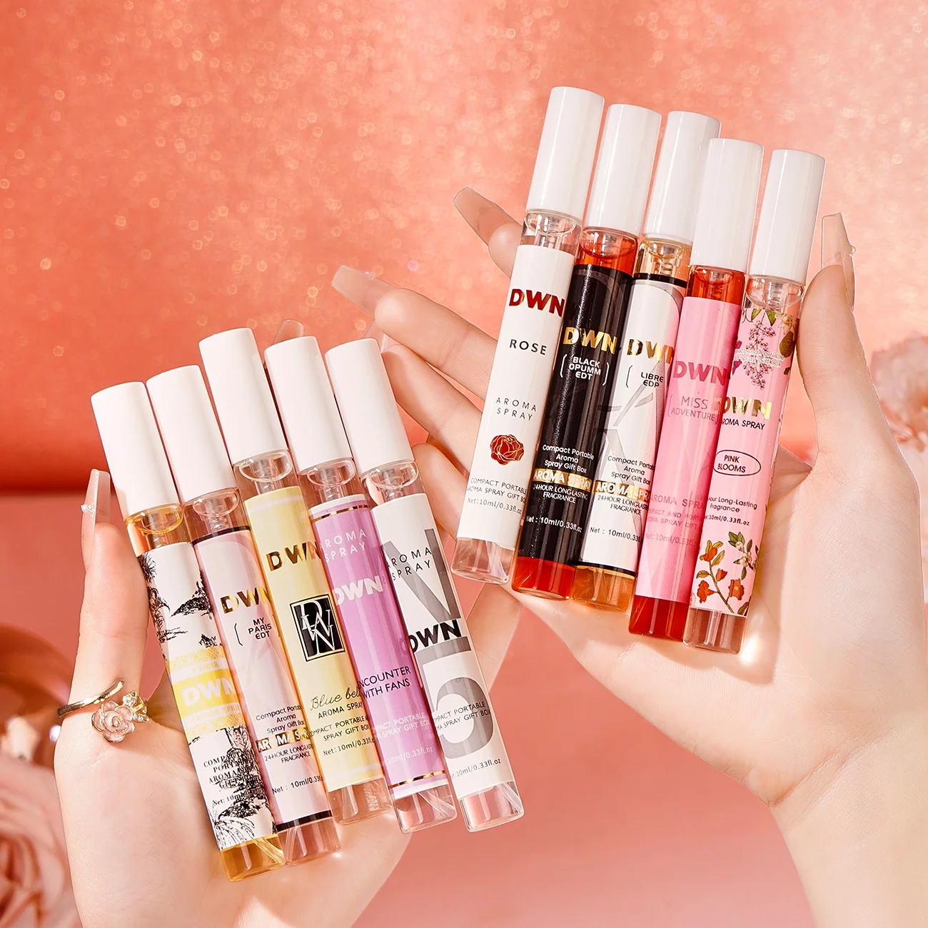 Women's 10 Piece Mixed Alcohol-Free Fragrance Set (Romantic and Elegant Gift Box, Long-Lasting Floral Fragrance)