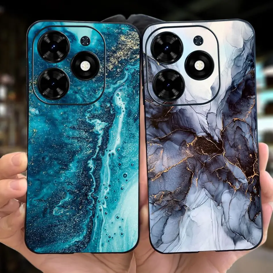 غطاء خلفي من السيليكون الناعم للهاتف ، جراب هاتف نحيف ، نمط القمر الرخامي ، حافظة عصرية ، Tecno Spark Go ، من من BG6