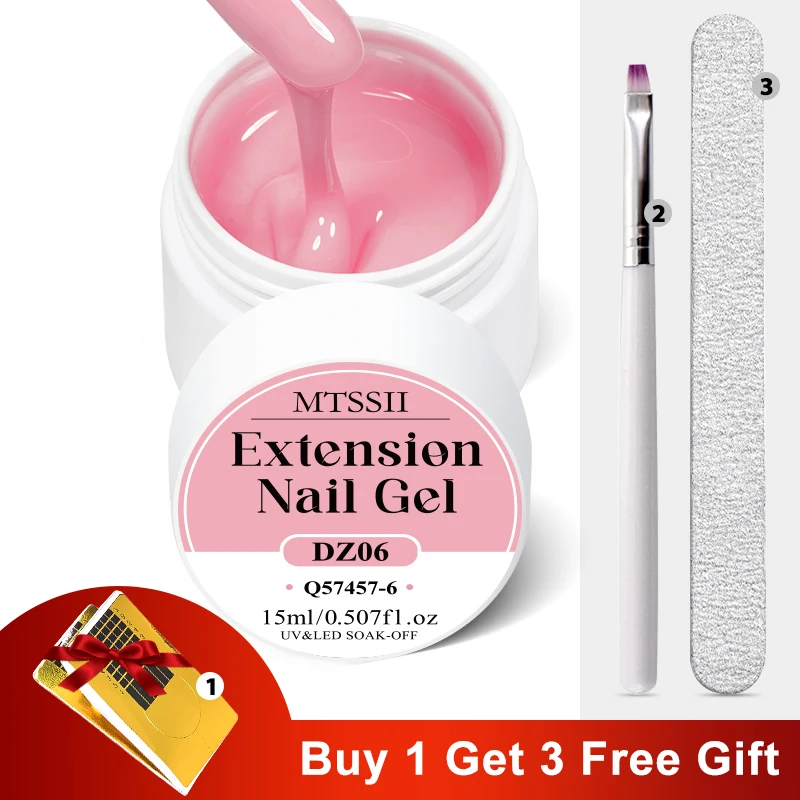 MTSSII-Juego de Gel de extensión para uñas, 4 Uds., gelatina rosa, blanco lechoso, Gel duro transparente, Gel UV para uñas, arte de uñas francés, manicura DIY