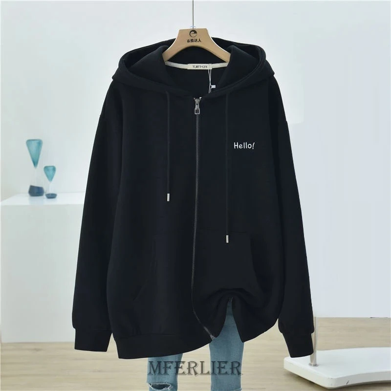 Plus Size 6XL 150KG Autumn Women Hoodies Zip-up Harajuku Oversized Pocket Hooded Sweatshirts Long Sleeve Loose Baseball Jacket