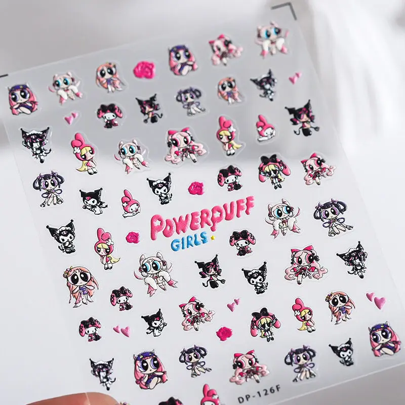 Autocollants de dessin animé Anime pour filles, Powerpuff Girls Kuromi, autocollants d'art d'instituts mignons, décoration tridimensionnelle, décalcomanie, cadeau pour filles, N64.Y2K