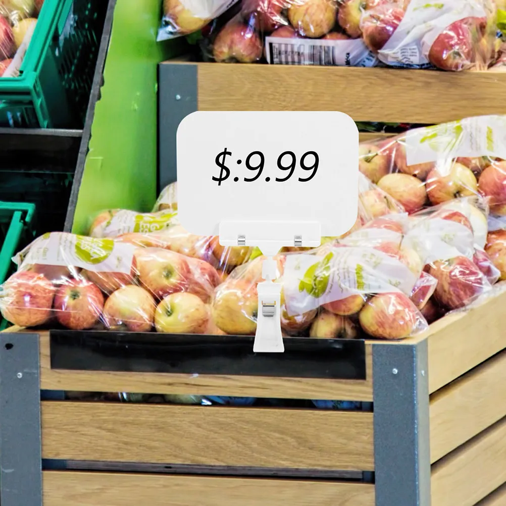 

5Pcs Erasable Fruit Price Tags Reusable Plastic Sign Clips for Retail Store Display Clothing Rack Basket Shelf Merchandise