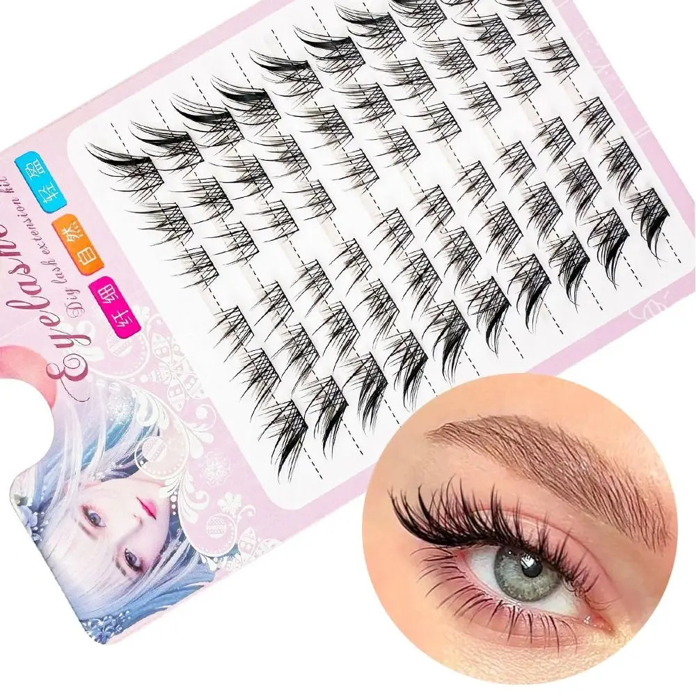 3D Cat Eye Clusters Lashes Manga Fox DIY Lash Extensions False Eyelashes C Curl Natural Individual Lashes for Eyelash Extensions