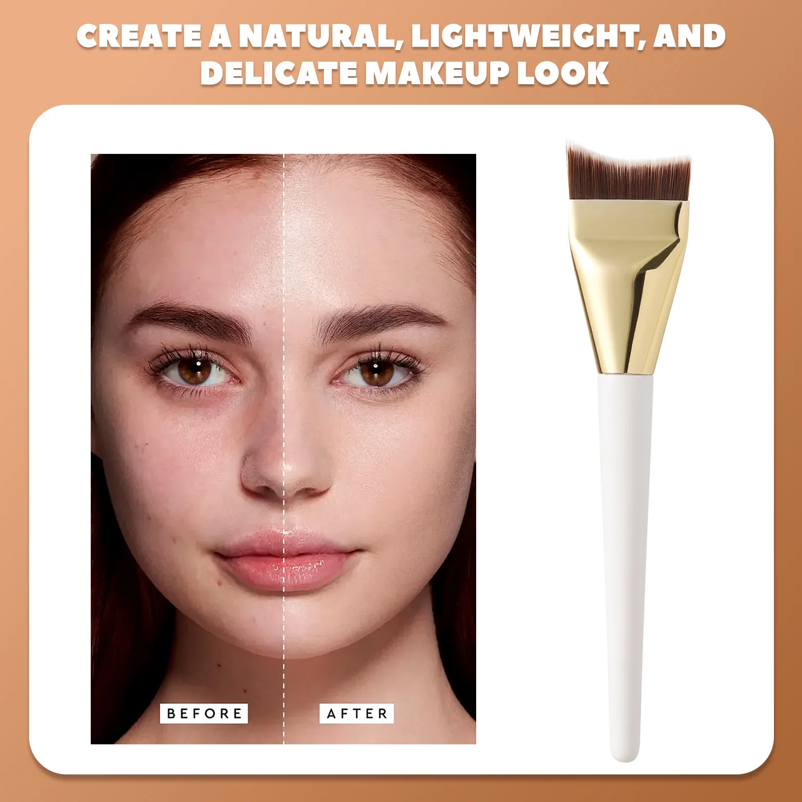 피쉬 테일 파운데이션 메이크업 브러쉬 곡선 파우더 프리 초박형 베벨 초승달 초보자 컨실러 브러쉬 플랫 헤드 메이크업 도구
