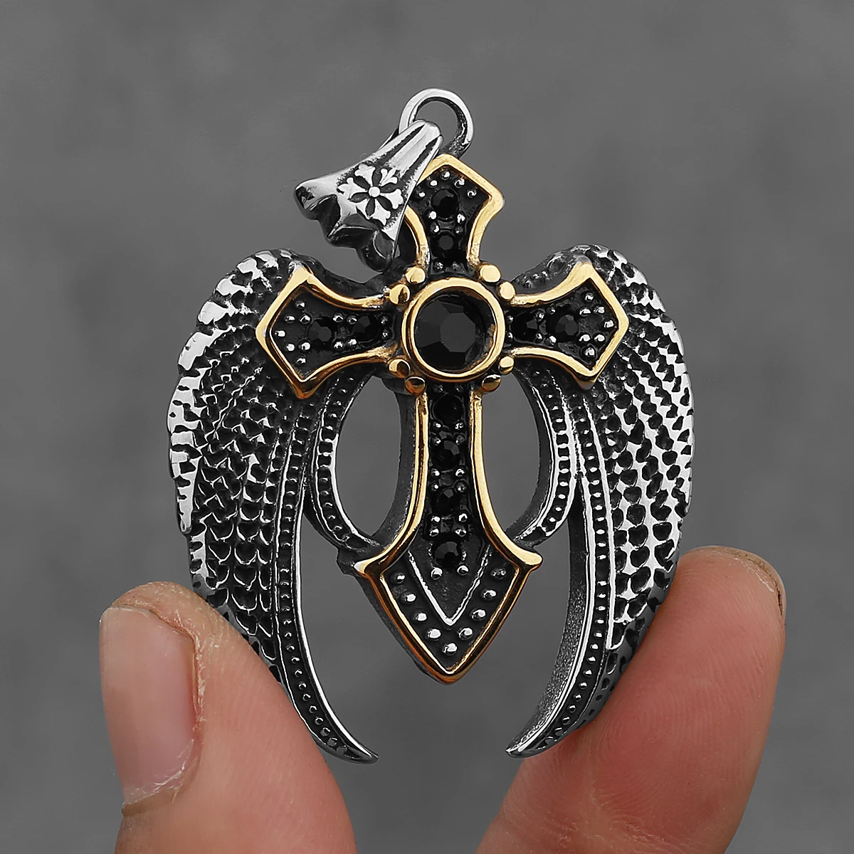 Cross Angel Wings Stainless Steel Pendant Men and Women Punk Charm Necklace Send Friends Gift Fashion Jewelry Wholesale