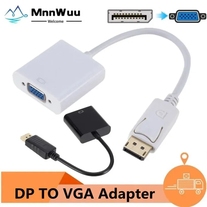 

MnnWuu DP to VGA Adapter Cable 1080P DisplayPort to VGA Converter Cord for HDTV Monitor MacBook Projector PC Computer Adapter