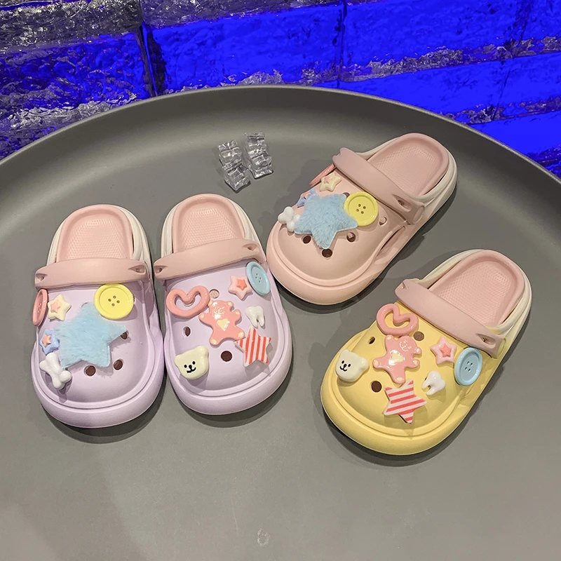 2024 Summer New Children Sandals for Girl Fashion Korean Style Comfortable Anti-slippery Cute Cartoon Versatile Cool Beach Shoe