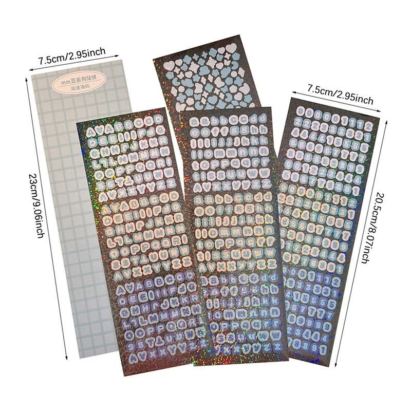 4 Vellen/Pak Laser Bling Letter Cadeau Alfabet Sticker Versieren Fotokaart Scrapbooking Diy Fotoalbum Briefpapier Benodigdheden