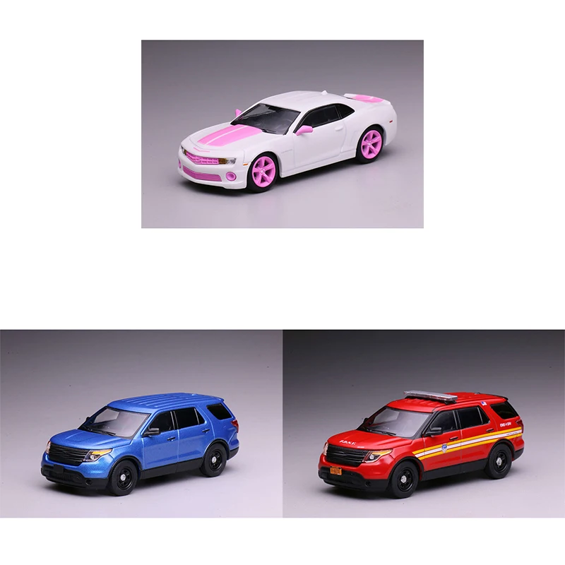 596 1:64 Simulated Blue New York Firefighter Valentine’s Day Limited Pink Alloy Die-cast Car Model Collection Ornament