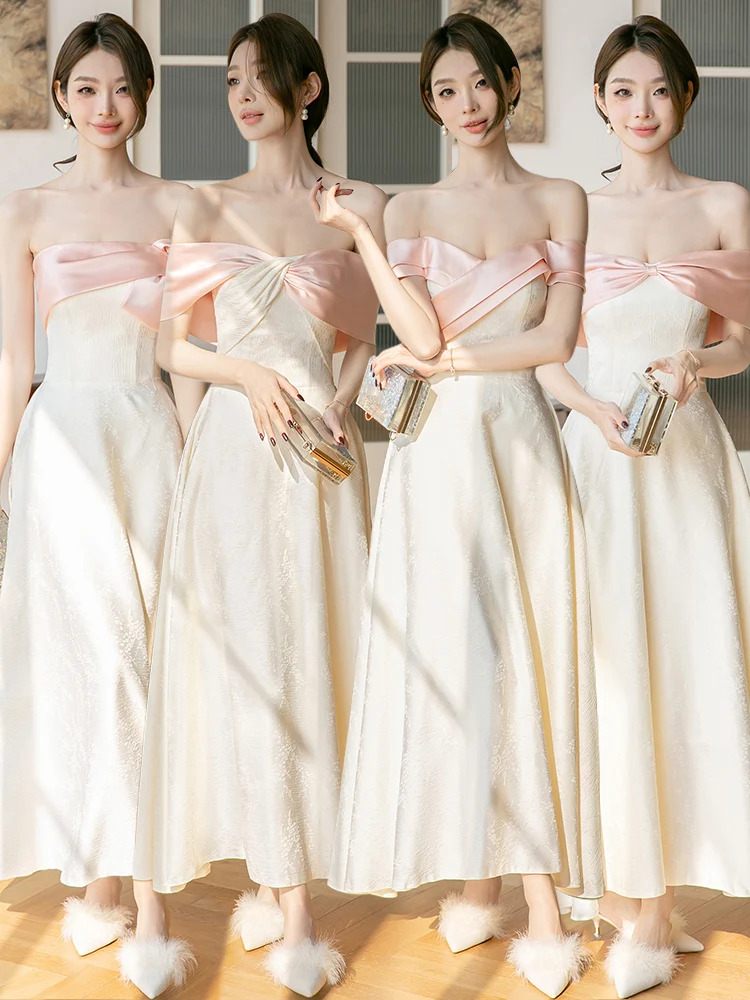 

Атласная юбка цвета шампань для подружек невесты 2026: Новинка лета, высококачественная, для помолвки и свадьбы, женская, для повседневной носки