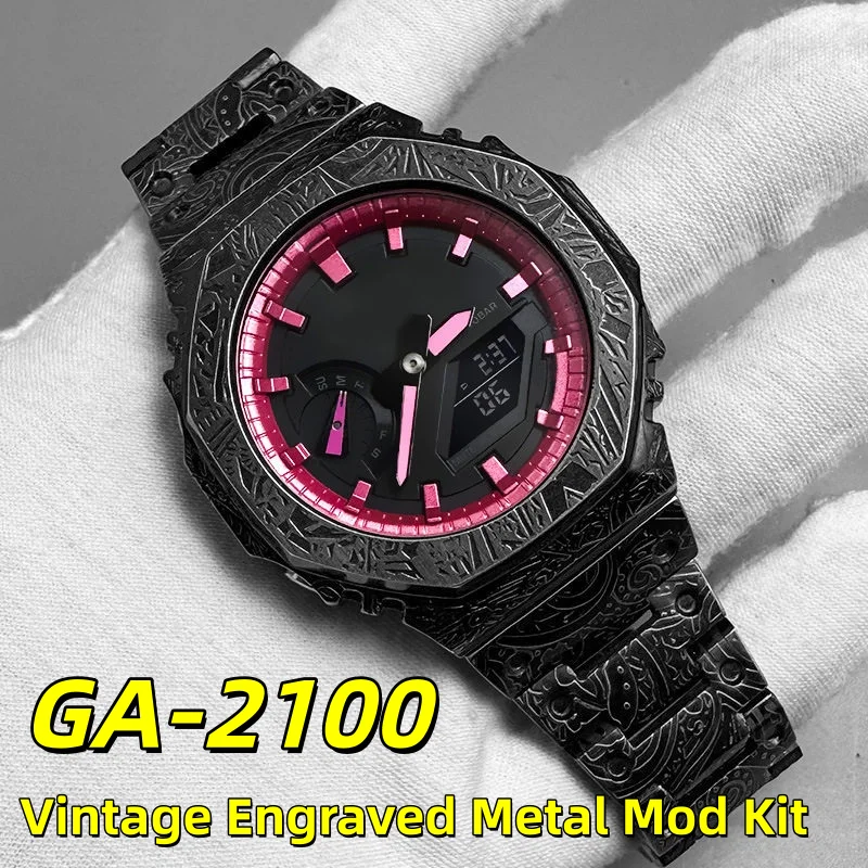 GA2100 Mod Kit For Casio G-SHOCK GA-2100 GA 2110 GA B2100 Stainless Steel Bezel Strap Replace Metal Case Watch Band Accessories