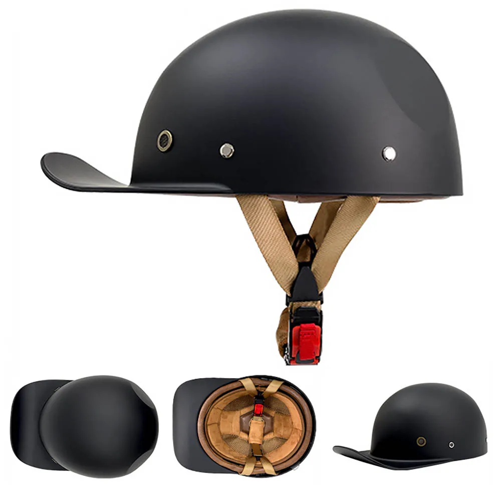 Retro Baseball Cap Motorhelm Capacete Moto Helm Vrouw Mannen Half Helm Ademende Scooter Helm DOT Certificering