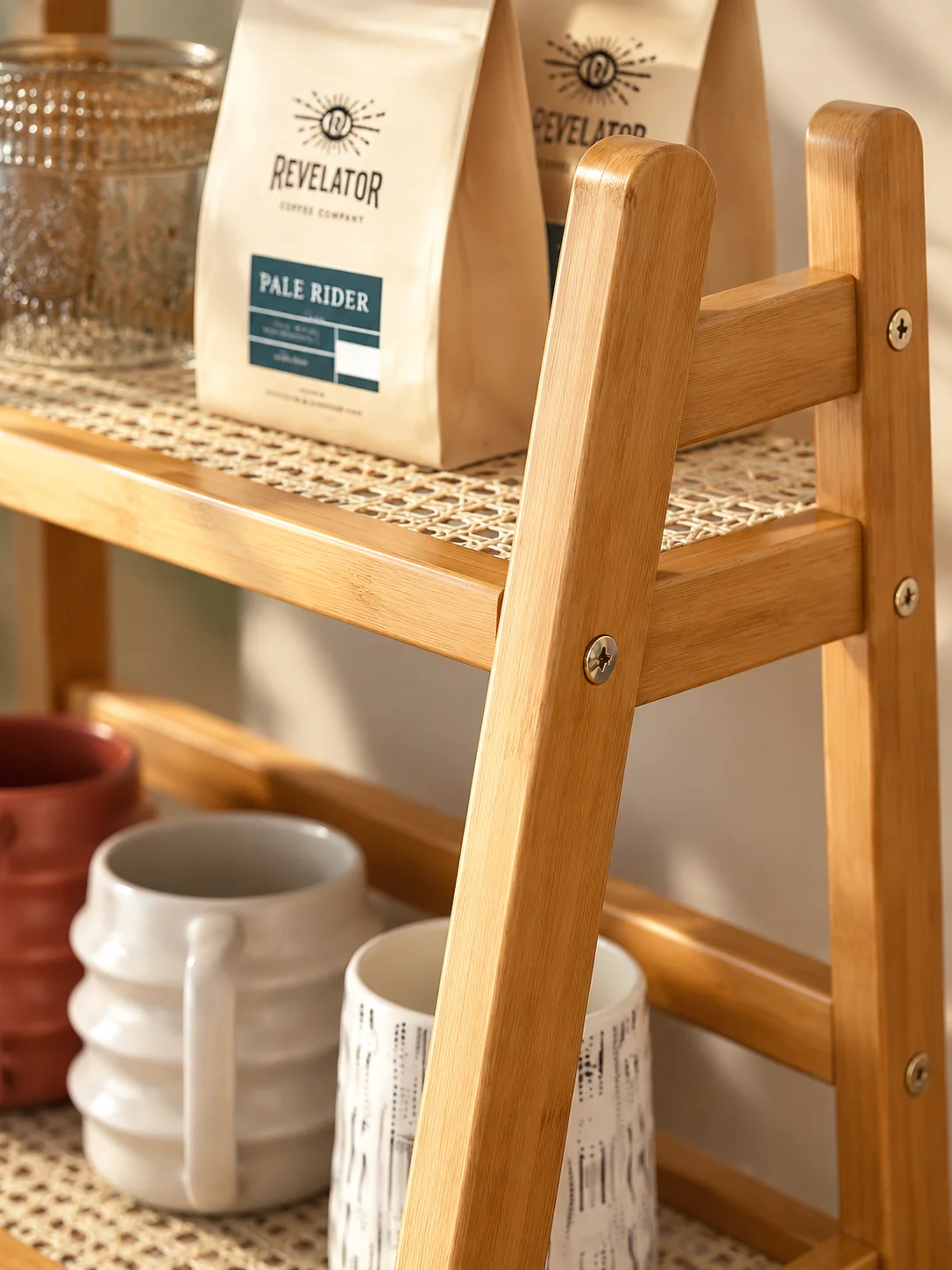 2-Tier Wooden Countertop Storage Rack, A Frame Desktop Organizer Shelf for Mug, Spice Jar, Cosmetic, Kitchen Counter Decor