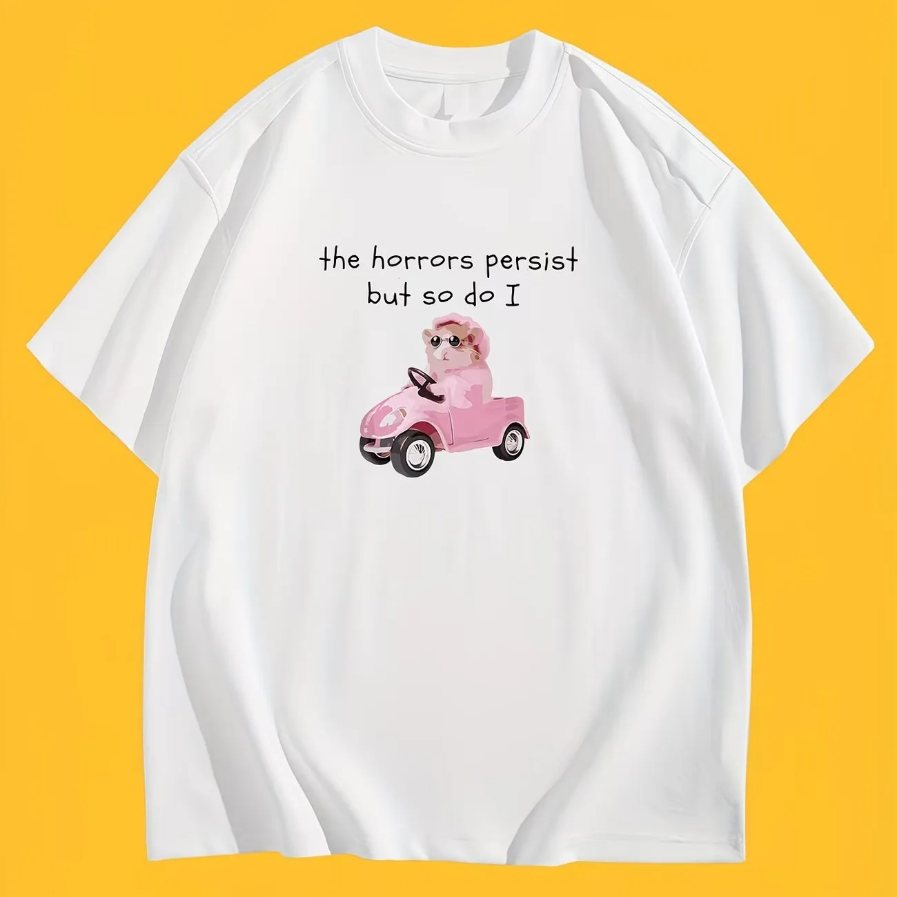 Funny The Horrors Persist But So Do I T-Shirt Meme Quote Graphic Tee Summer Short Sleeve Humorous Pet Lover Streetwear Tops