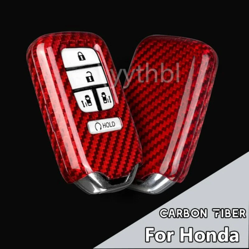 

A + углеродное волокно красный 3 4-кнопочный брелок для ключей для Honda Civic Accord Cr-v Pilot HR-V