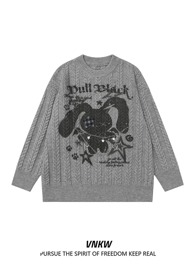 

Свитшоты унисекс с принтом в стиле ретро-мультфильмов, свободные, повседневные, универсальные, вязаные, для мужчин и женщин, весенняя мода