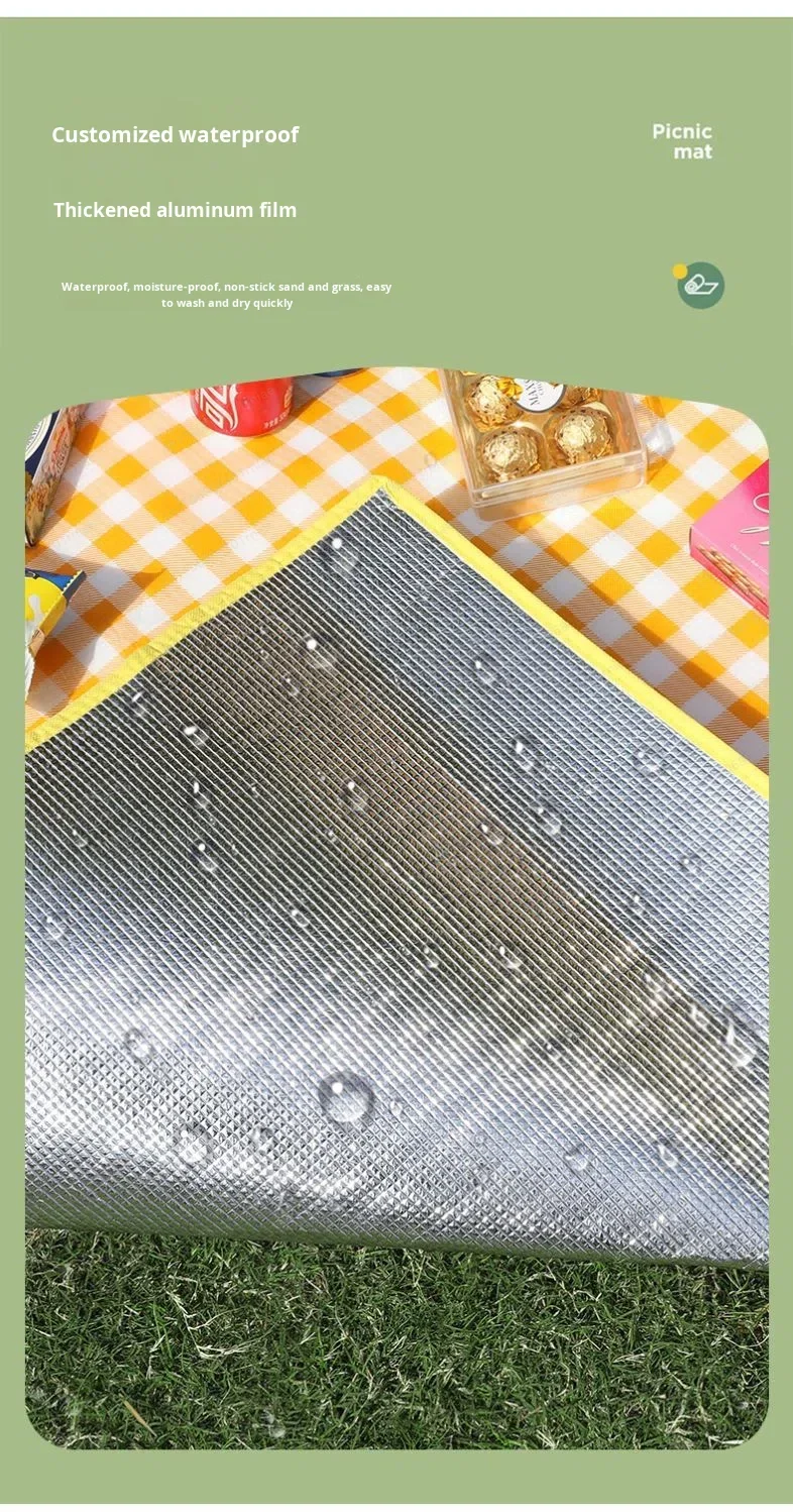 Thickened picnic blanket Outdoor portable color film Internet celebrity aluminum film EVA moisture-proof disposable tent mat