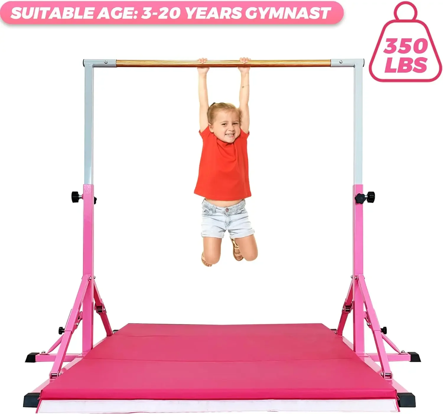 Bar For Kids and Teenage Ages 3-25 5 FT / 6 FT Base Length  Height, Gymnastic Kip Bar Horizontal Bar For