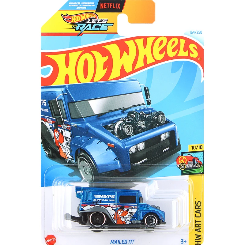 Hot Wheels Mailed It! White Blue #164 Let's Race 2024 HW Art Cars 1/64 Diecast Vehicle Car Model Toy for Boys Gift C4982