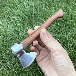 Large Size Stainless Steel Axe Sandalwood Handle Outdoor Camping Survival Sharp Fixed Blade Knife With Knife Holder