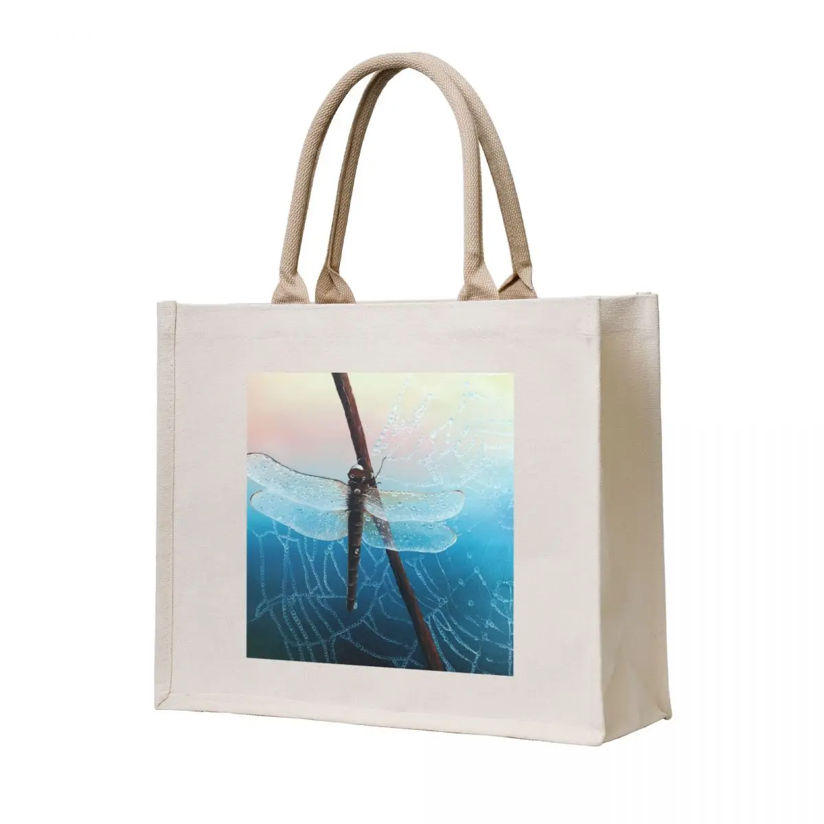 

Dragonfly on spider web Tote Bag ecological bags canvas tote bags tote bags aesthetic Cloth