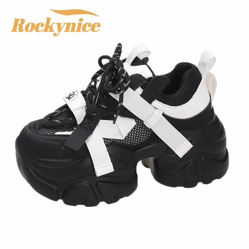 2023 Autumn Women's Casual Sports High Platform Shoes All-match Comfortable Women's Chunky Sneakers Mesh Breathable Spring Shoes