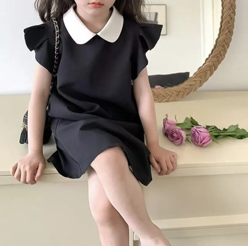

Girls Children Dress 2025 Summer Korean Version Lovely New Short-sleeved Ins Female Baby Fly-sleeved Dress Princess Skirt