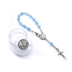 Glass Crystal Rosary Bracelets Fatima Cross Religious Jewelry With Box Eight Colors
