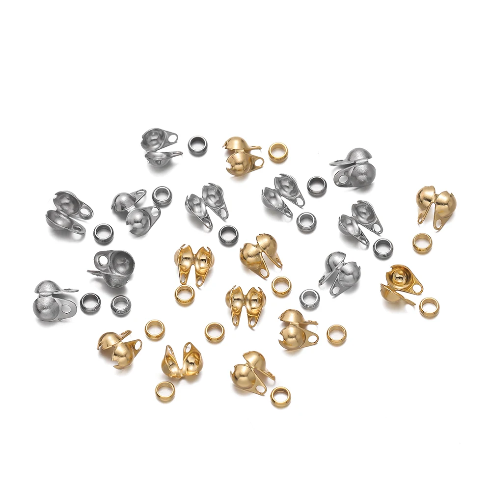 1Set Gold/Steel Color Stainless Steel Kit Included Button 50Pcs Positioning Bead 50Pcs DIY Beading Bracelet Necklace Making