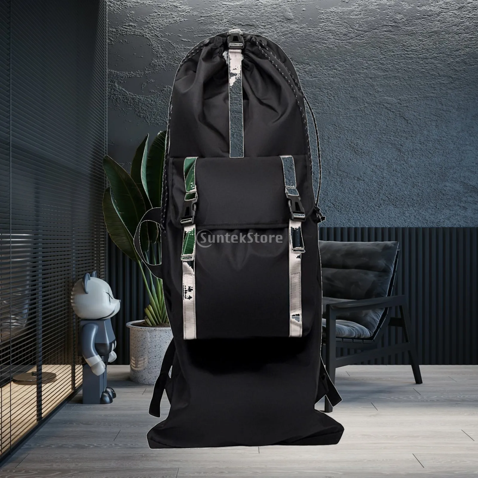 スケートボードバッグ-120x39x3cm-オックスフォード生地-耐久性のあるリュックサック、手提げオプション付き、旅行、スケート、通勤に最適