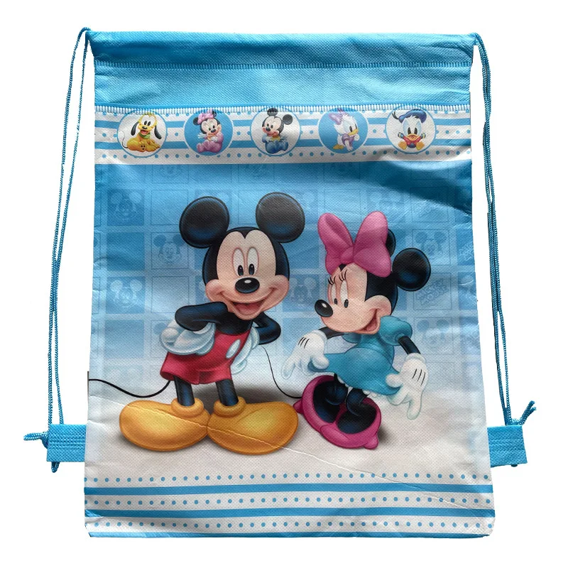 Mickey Minnie Mouse Kids Backpack Cartoon Drawstring Bag Portable Shopping Traveling Bags for Children