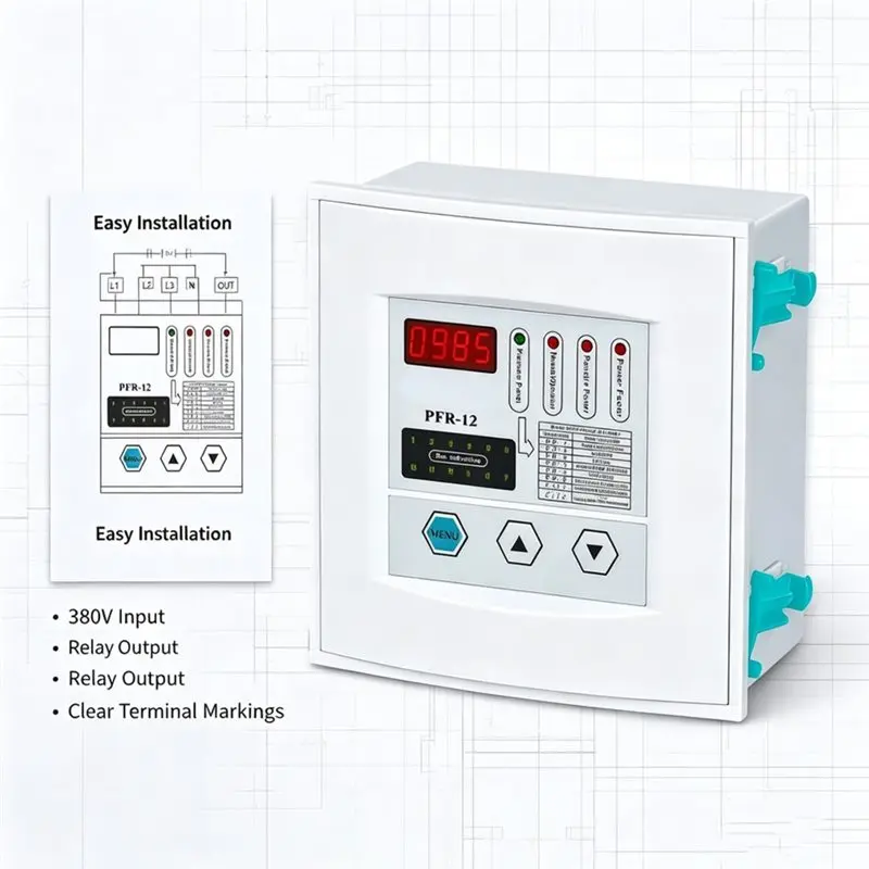 B23B PFR-12 Solid State Relay 12 Steps Power Factor Controller Correction For 380VAC 50/60Hz Systems