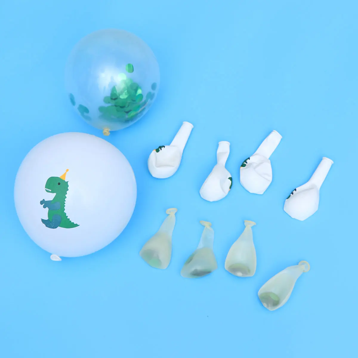 

10 Pcs Dinosaur Balloon Set Green Sequins Latex Helium Balloons Party Birthday Emulsion