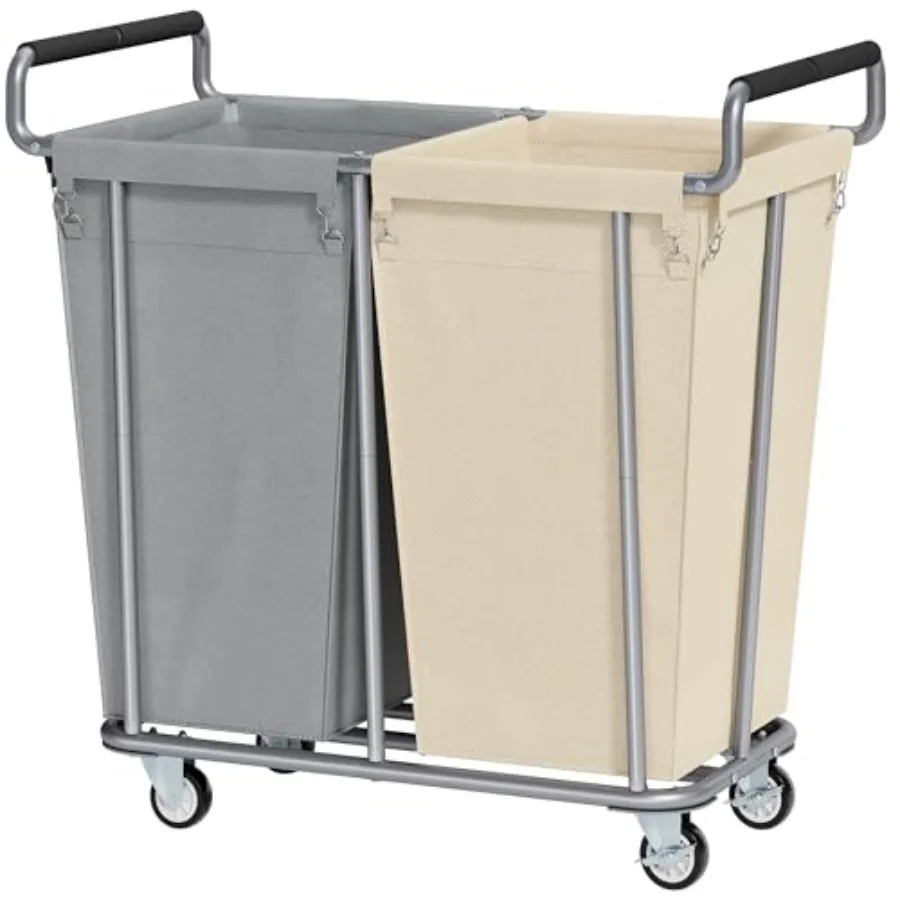 

Large laundry hamper with wheels and two bags 360L extra large rolling laundry basket sorter cart heavy duty laundry basket org