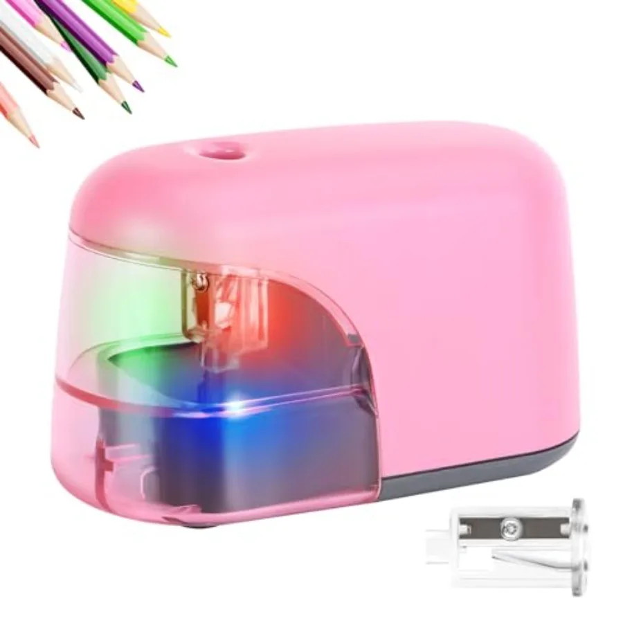 

Электрическая точилка для карандашей на батарейках со светодиодной подсветкой, компактная и портативная, для дома, школы или офиса