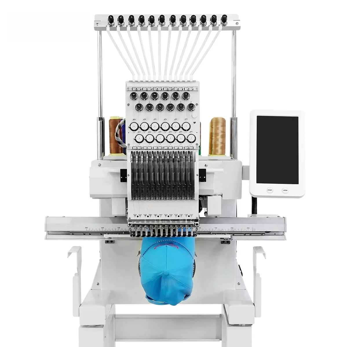 HR-C1201Single Head Embroidery Machine – 12/15-Needle Options, with Cap Hoop & Flat Frame for Hats and T-Shirts