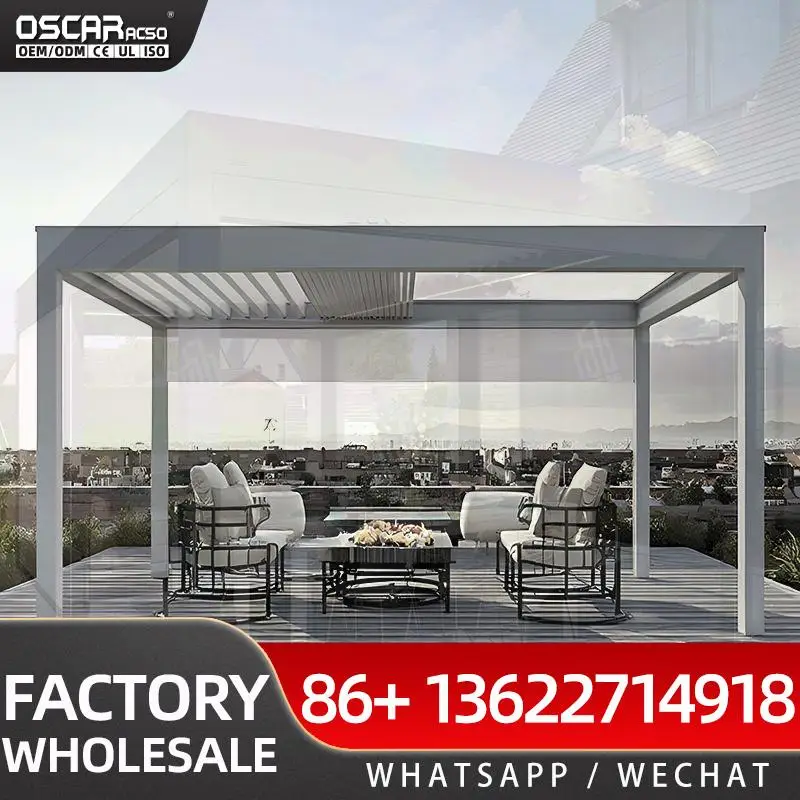 DIY Waterproof Bioclimatic Awning Cover Louvre Roof Outdoor Aluminum Pergola for Gardens Patios Yards pergolas