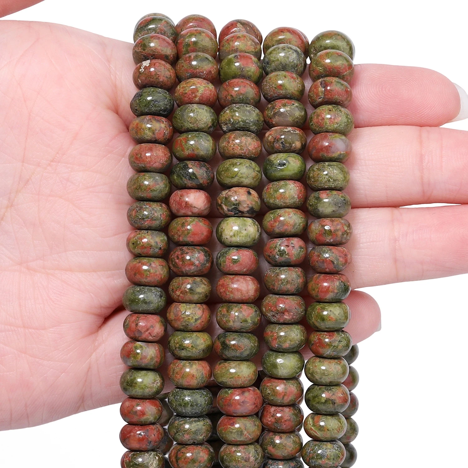 5x8mm Rondelle Naturstein Unakit Jaspis Perlen Abacus Spacer Perlen für Schmuckherstellung DIY Armband Zubehör 15''