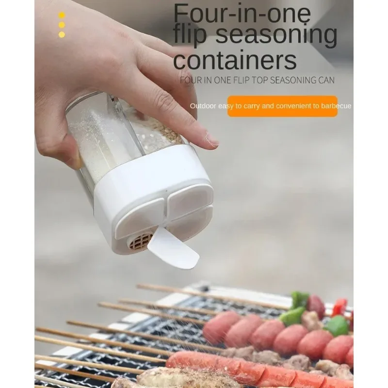 

4 in 1 Plastic Dispenser Camping Spice Containers with Sealed lid Seasoning Spice Shaker Travel Camping Spice Kit for Cooking