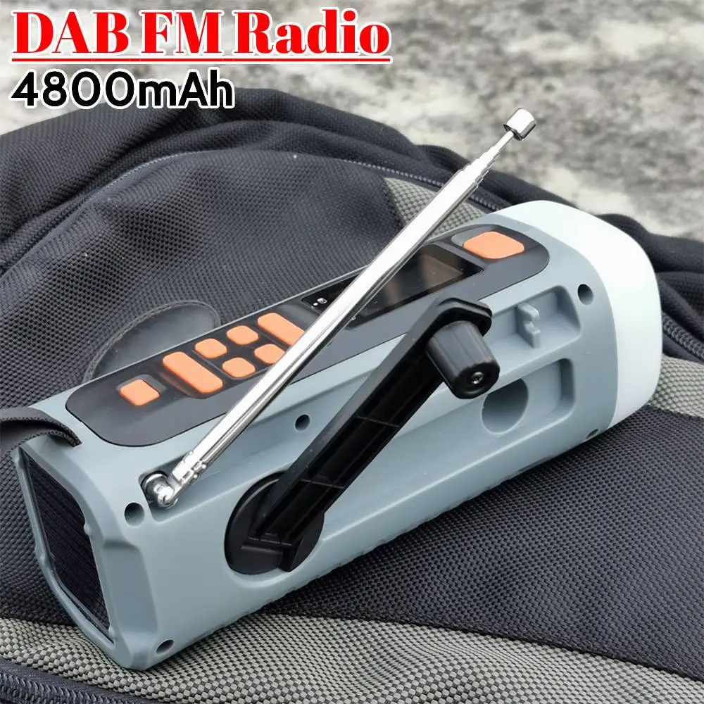 4800mAh Hand Crank Radio DAB FM Radio with Flashlight BT Speaker Emergency Weather Radio for Emergency Camping Storm Survival