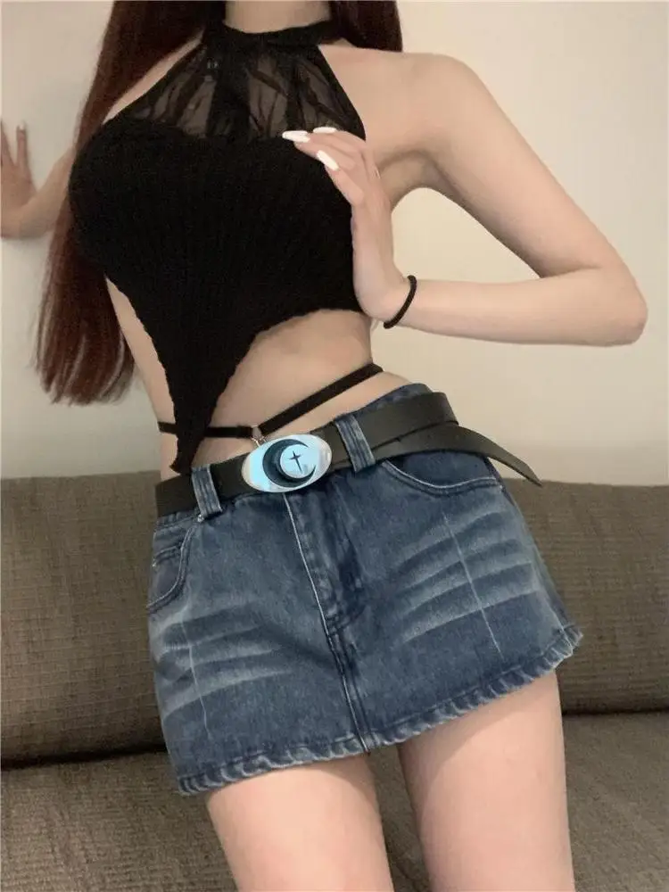 

Retro American High Waist Denim Skirt Pants Women Summer New Style Sexy Low Waist Slimming Versatile Super Short Shorts