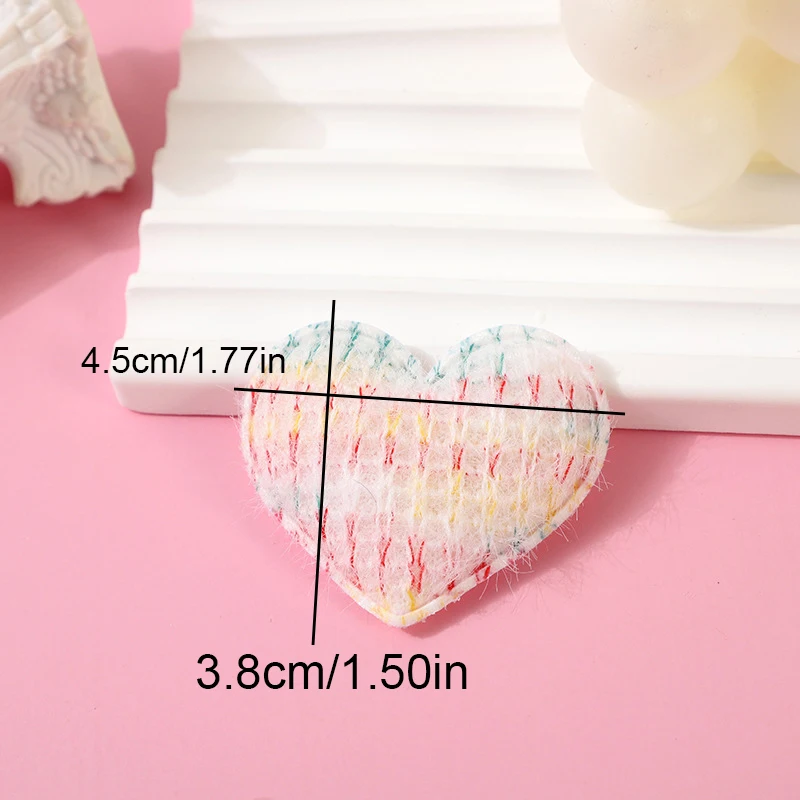 30 Stück 4,5 cm große, gepolsterte Häkelherz-Applikationen für DIY-Haarspangen-Zubehör, Kleidung, Kopfbedeckungen, Taschendekoration, Patches – Detail 2