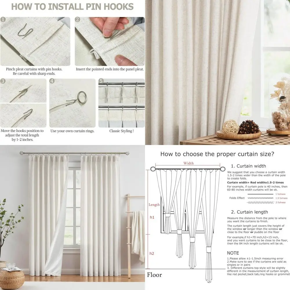 

Linen Blended 95 Light Filtering Curtains with Microfiber Lining and Privacy Tabs for Living Spaces