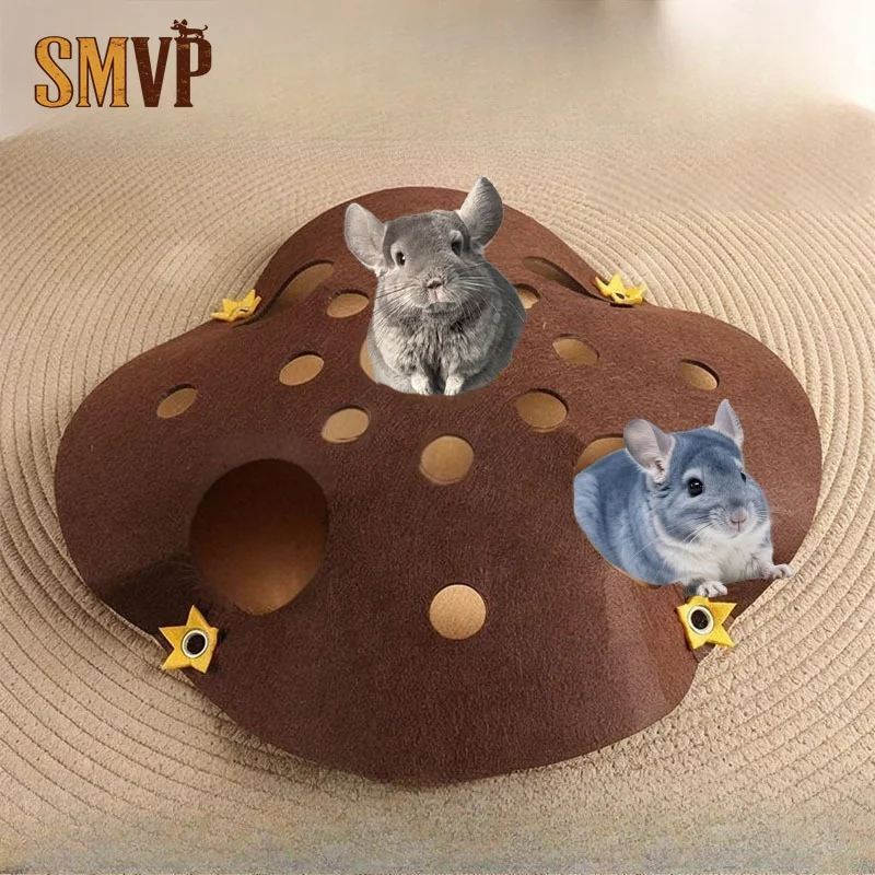 Multi‑Hole Felt Tunnel Hideout Toy Large Interactive Exploration Play Mat Activity Shelter for Chinchilla Pet Cage Enrichment