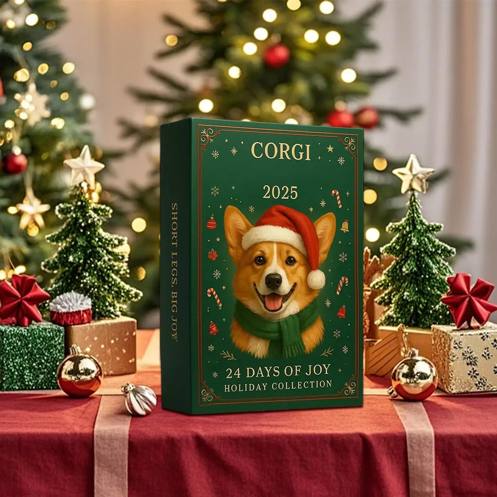 Weihnachts-Adventskalender 2025 mit 24 2D-Acryl-Hundeanhängern für Weihnachts-Countdown, geeignet für Autospiegel, Weihnachtsbaum