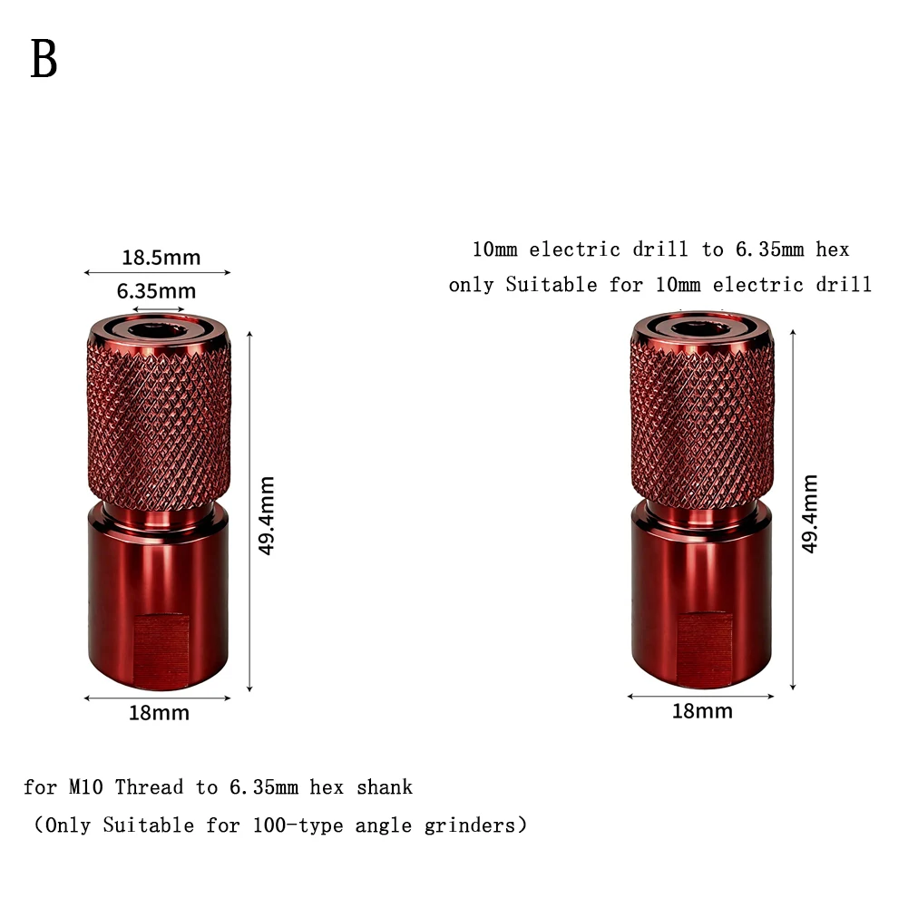 For M10 Angle Grinder Angle Grinder Adapter For Converting Drills To Grinders Red Tool Metal Construction Compact Design