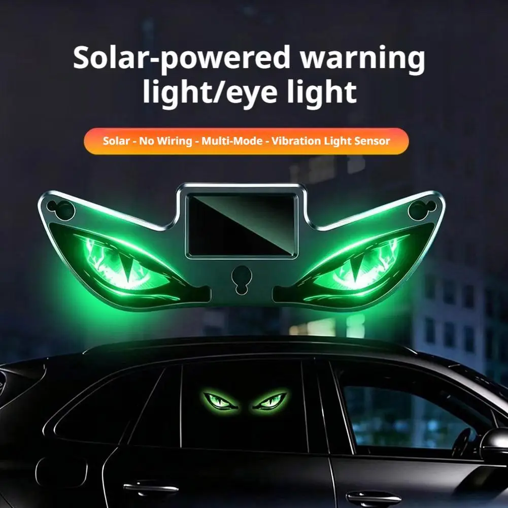 1Pc Solar Car Devil's Eye Window Light LED Dynamic Mood Lamp Vehicle LED Dynamic Expression Warning Light